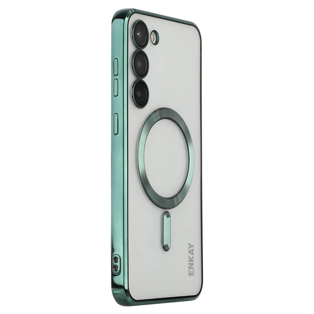 ENKAY HAT PRINCE For Samsung Galaxy S23 Electroplating Edge Camera Protection Back Cover Magnetic TPU Phone Case - Green - 1
