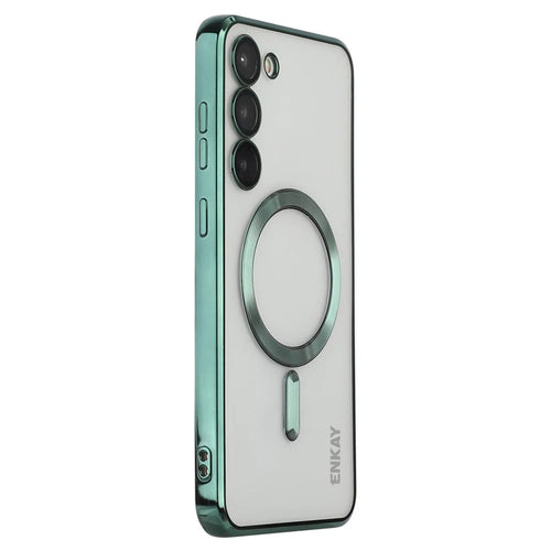 ENKAY HAT PRINCE For Samsung Galaxy S23 Electroplating Edge Camera Protection Back Cover Magnetic TPU Phone Case - Green - 1