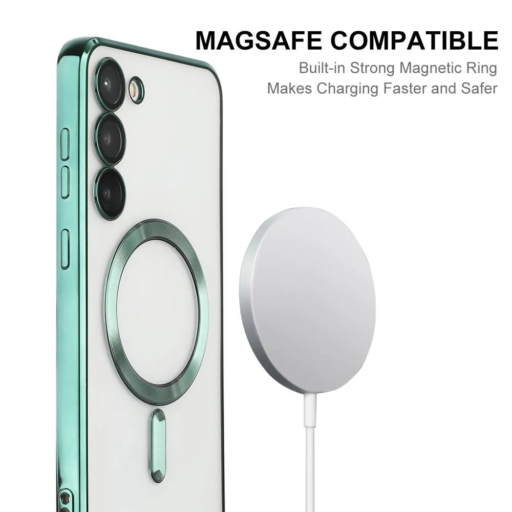 ENKAY HAT PRINCE For Samsung Galaxy S23 Electroplating Edge Camera Protection Back Cover Magnetic TPU Phone Case - Green - 2