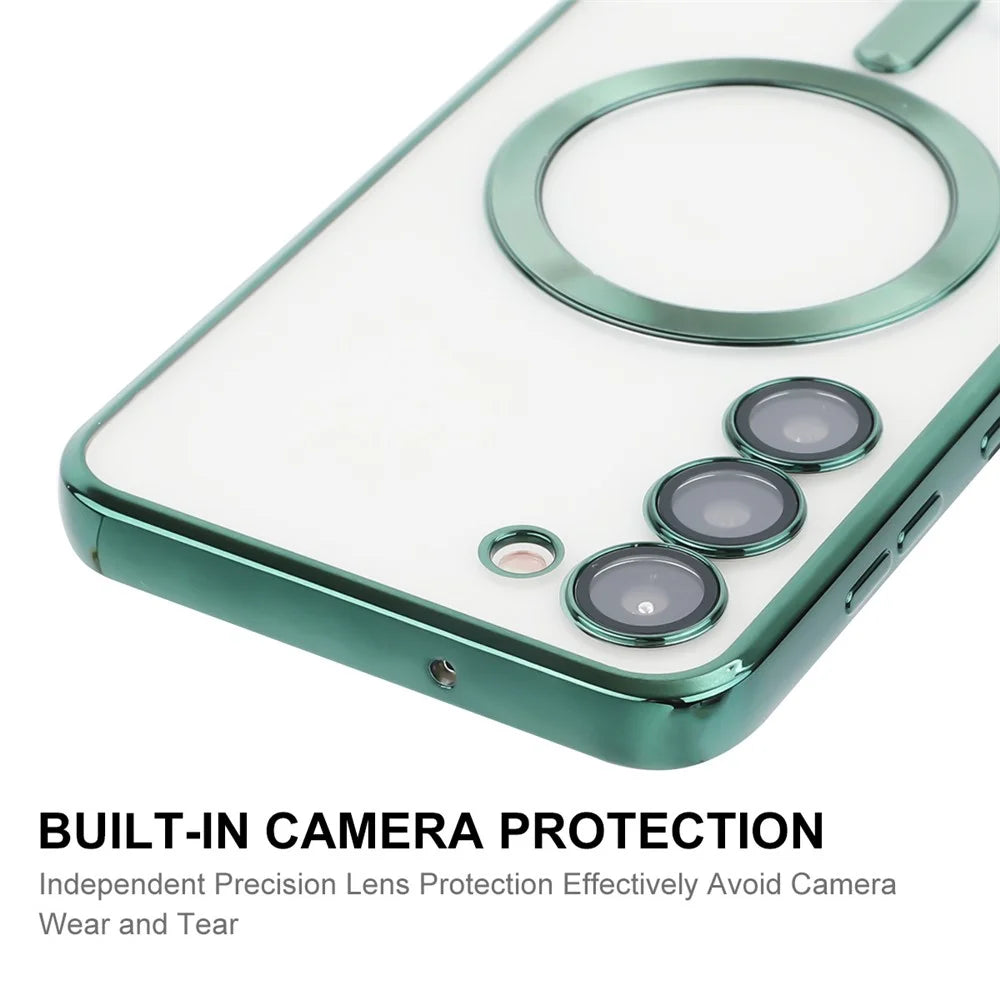 ENKAY HAT PRINCE For Samsung Galaxy S23 Electroplating Edge Camera Protection Back Cover Magnetic TPU Phone Case - Green - 4