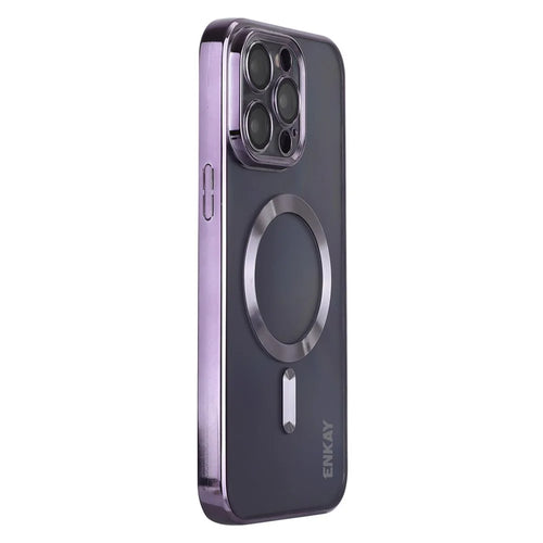 ENKAY HAT PRINCE For iPhone 14 Pro Magnetic Phone Case Lens Protection Electroplating TPU Cover Compatible with MagSafe - Purple - 1