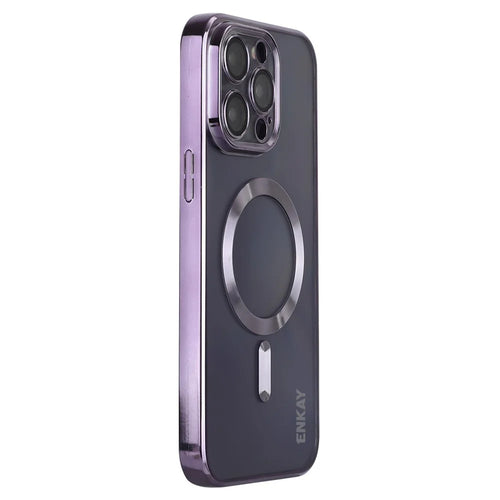 ENKAY HAT PRINCE For iPhone 13 Pro Max Electroplating Magnetic Phone Cover Lens Protection Phone TPU Case - Purple - 1