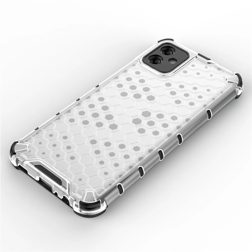 For Samsung Galaxy A04e 4G / F04 4G / M04 4G Cell Phone Case Honeycomb Texture TPU+PC Protective Phone Cover - Grey - 2