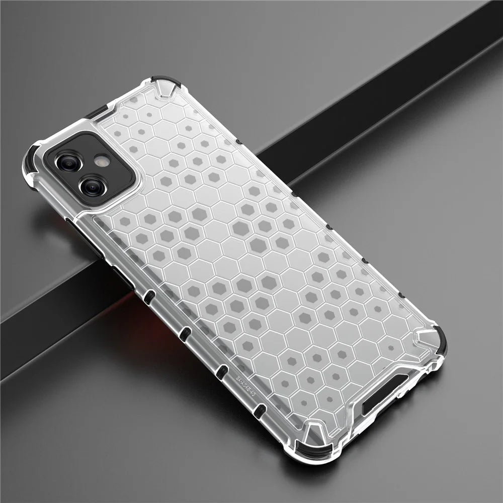 For Samsung Galaxy A04e 4G / F04 4G / M04 4G Cell Phone Case Honeycomb Texture TPU+PC Protective Phone Cover - Grey - 7