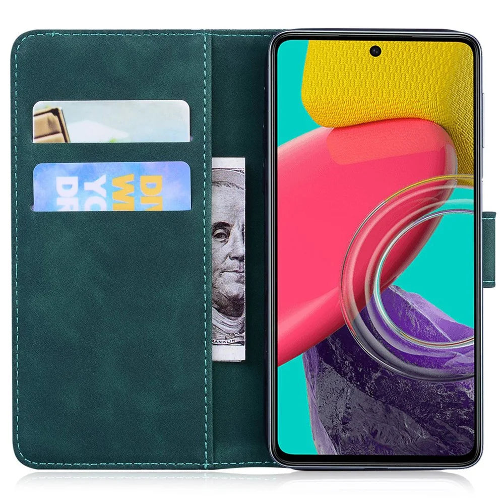 For Samsung Galaxy A04e 4G / F04 4G / M04 4G Leather Phone Case Butterfly Pattern Printing Wallet Phone Stand Cover - Green - 2