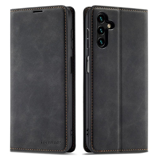 FORWENW Fantasy Series for Samsung Galaxy A34 5G Foldable Stand Wallet Case Skin-touch Leather Phone Cover - Black - 1