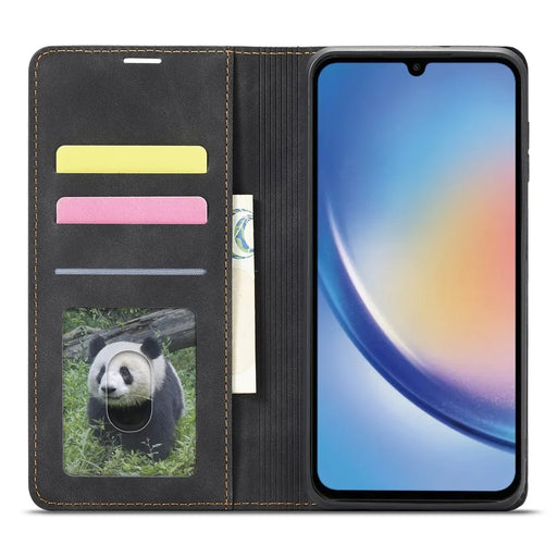 FORWENW Fantasy Series for Samsung Galaxy A34 5G Foldable Stand Wallet Case Skin-touch Leather Phone Cover - Black - 2