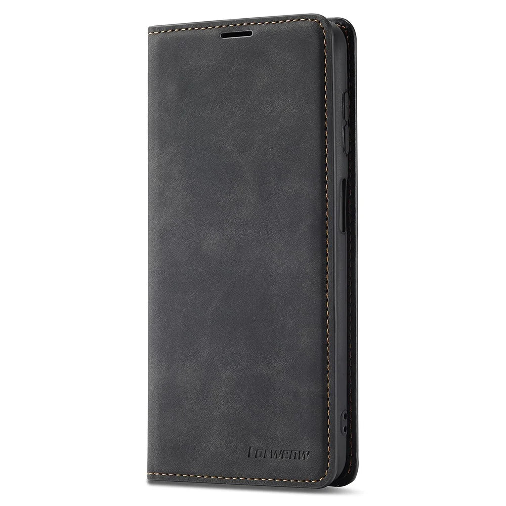 FORWENW Fantasy Series for Samsung Galaxy A54 5G Skin-touch Leather Phone Cover Anti-drop Stand Wallet Case - Black - 6