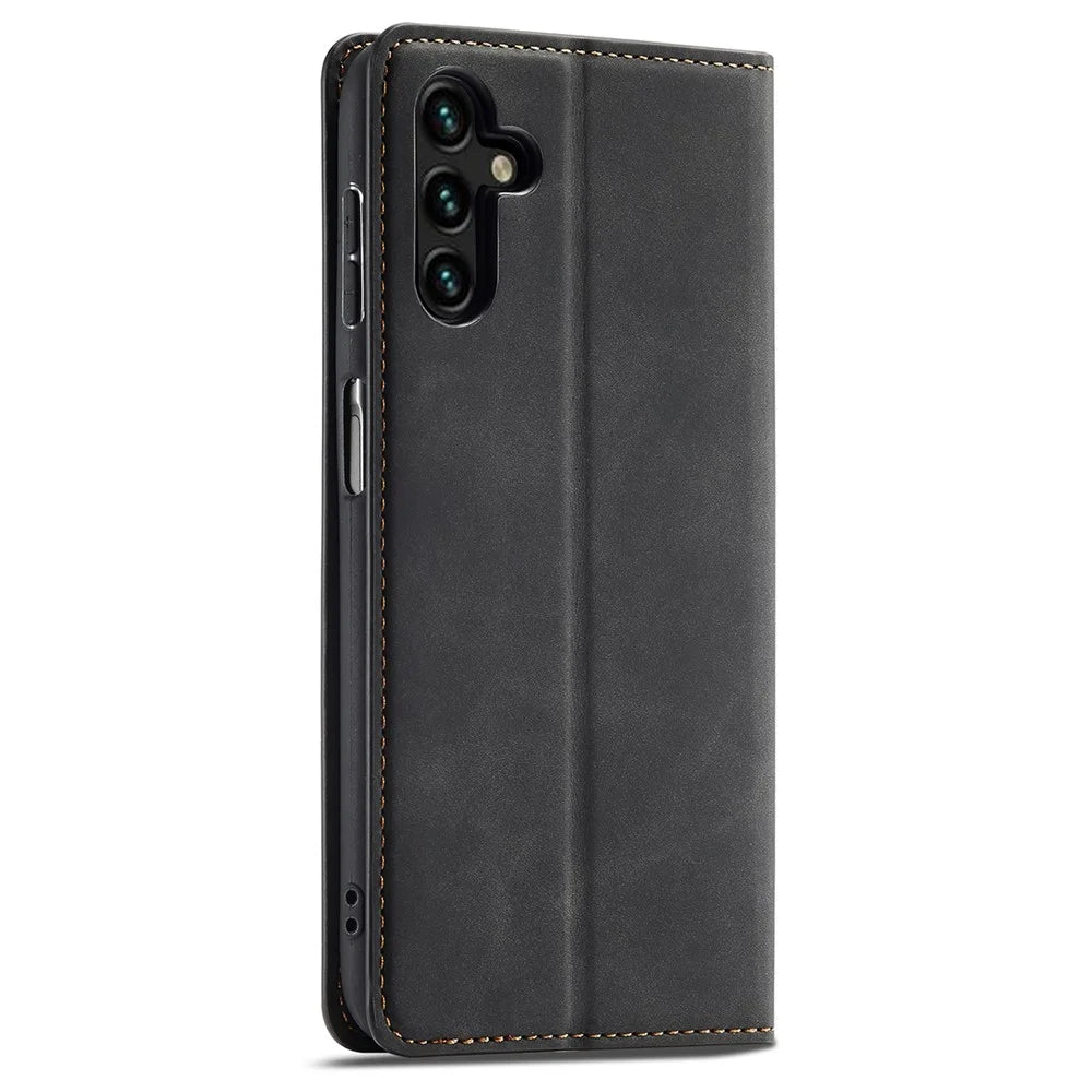 FORWENW Fantasy Series for Samsung Galaxy A54 5G Skin-touch Leather Phone Cover Anti-drop Stand Wallet Case - Black - 7