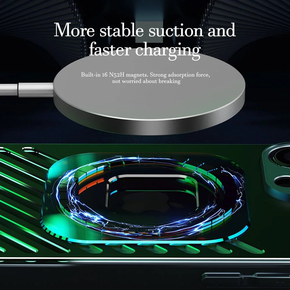 R-JUST SJ55 For iPhone 14 Pro Max Hollow Magnetic Phone Case TPU+PC+Metal Drop-proof Back Cover Compatible with MagSafe - Blue - 4