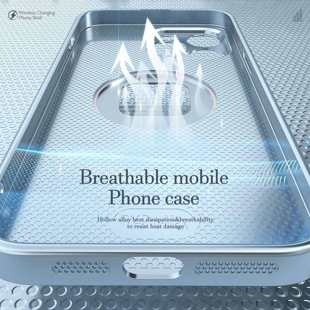 R-JUST SJ55 For iPhone 14 Pro Max Hollow Magnetic Phone Case TPU+PC+Metal Drop-proof Back Cover Compatible with MagSafe - Blue - 6