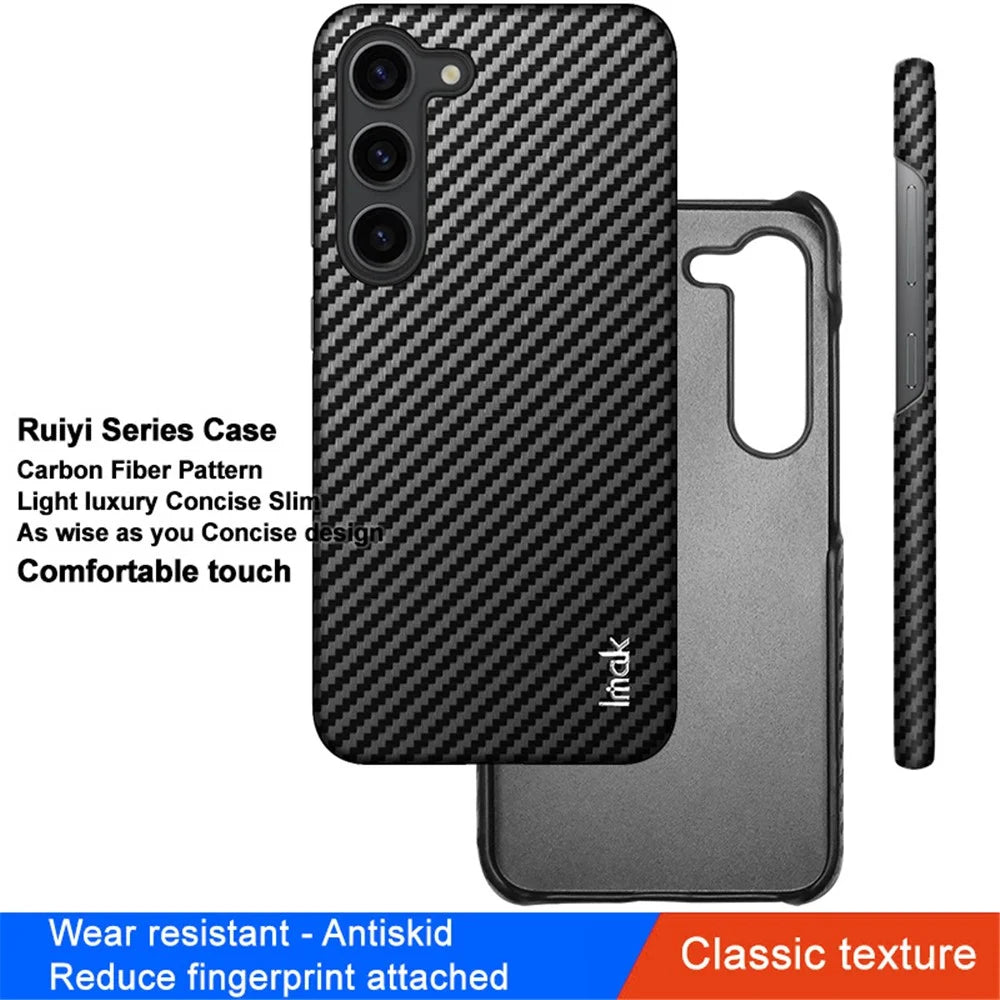IMAK Ruiyi Series for Samsung Galaxy S23 PU Leather + PC Phone Case Carbon Fiber Texture Back Cover - 2