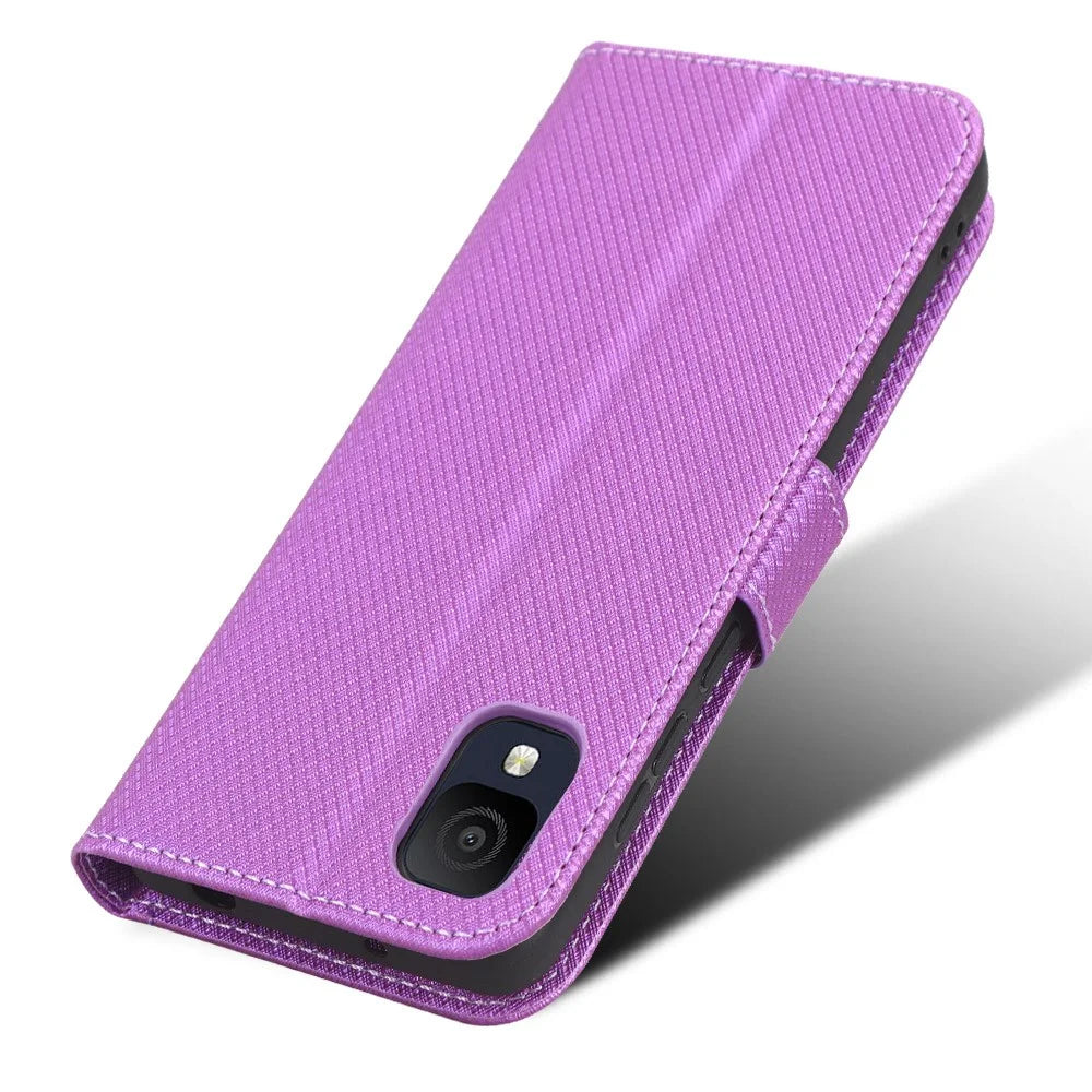 For TCL Ion Z PU Leather Wallet Shockproof Stand Cover Diamond Texture Phone Case - Purple - 4