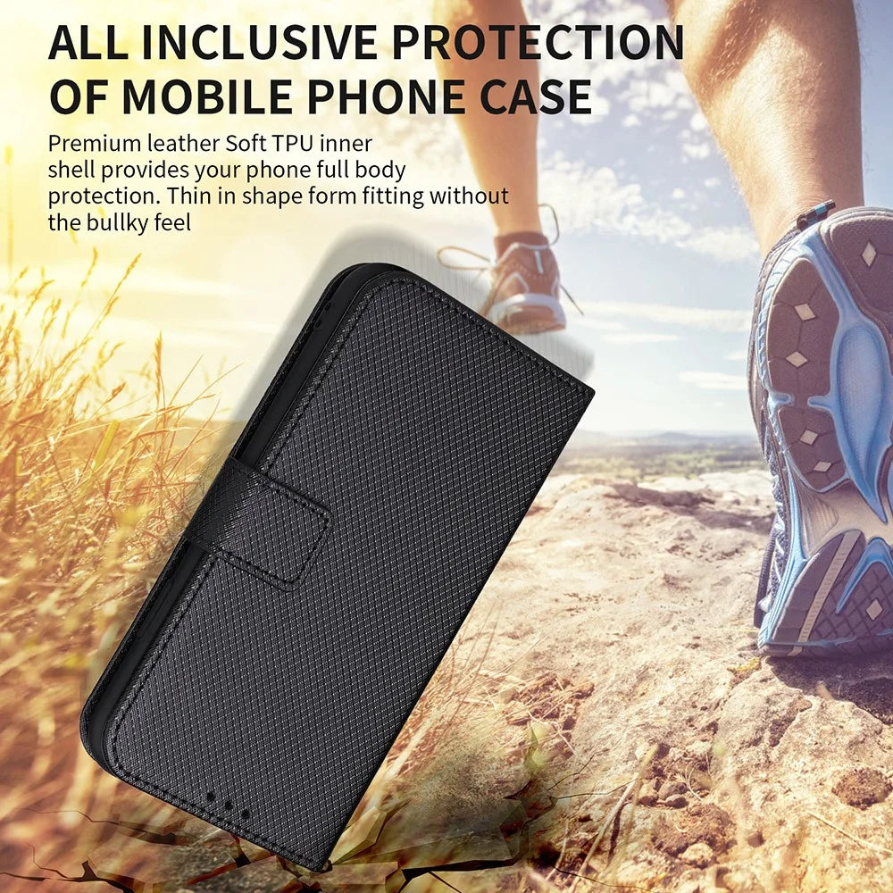 For TCL Ion Z PU Leather Wallet Shockproof Stand Cover Diamond Texture Phone Case - Purple - 6