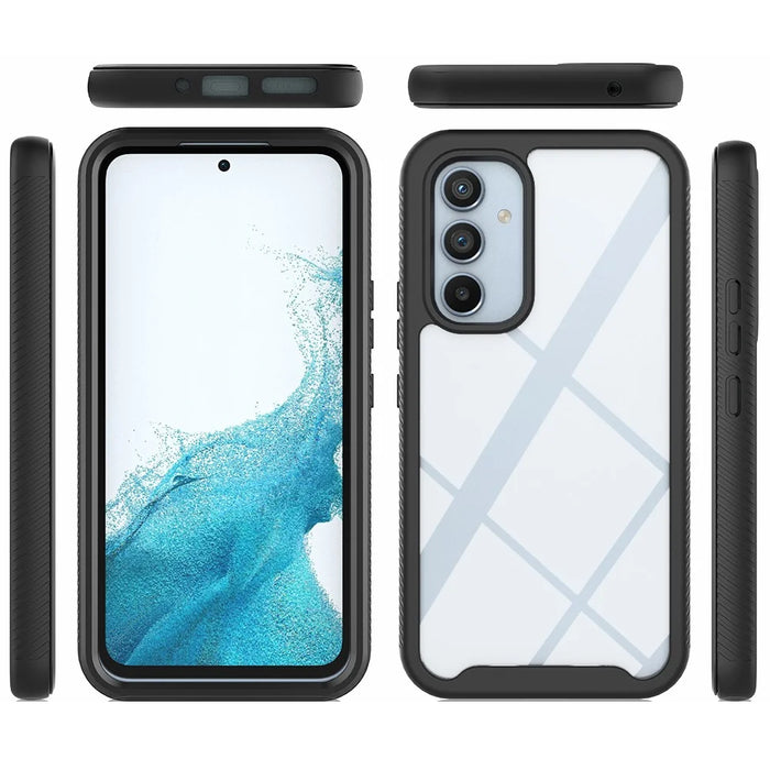 For Samsung Galaxy A34 5G PC + TPU Phone Case Shockproof Phone Cover with PET Screen Protector - Black - 5