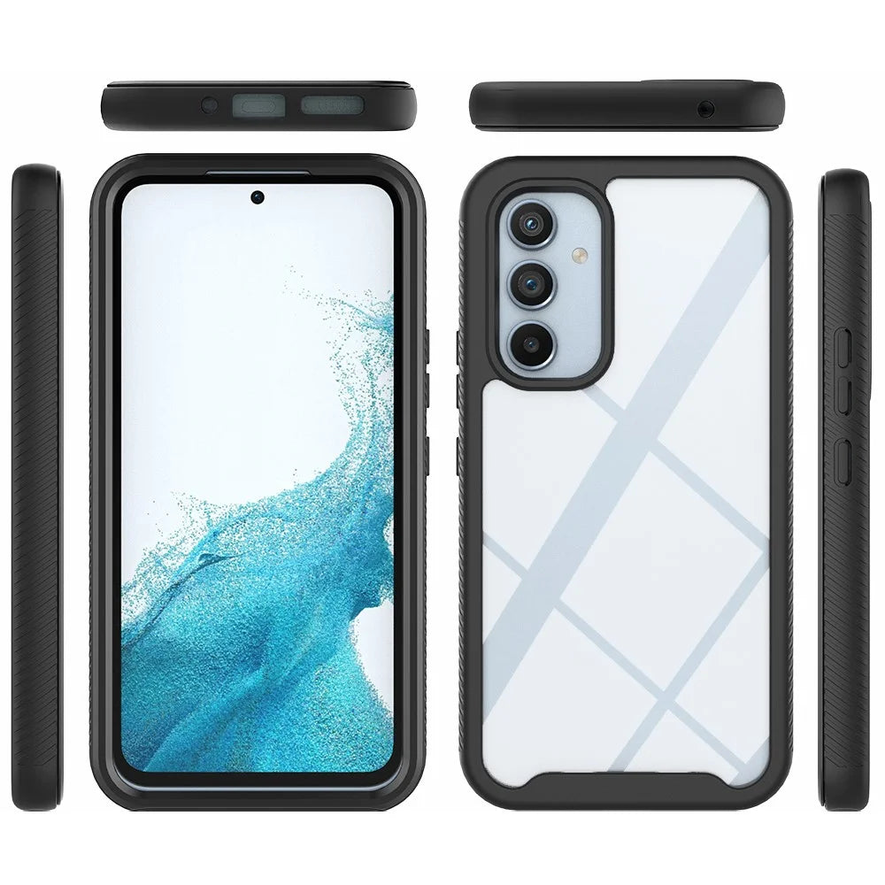 For Samsung Galaxy A54 5G Phone Case PC + TPU Full Protection Phone Cover with PET Screen Protector - Black - 5