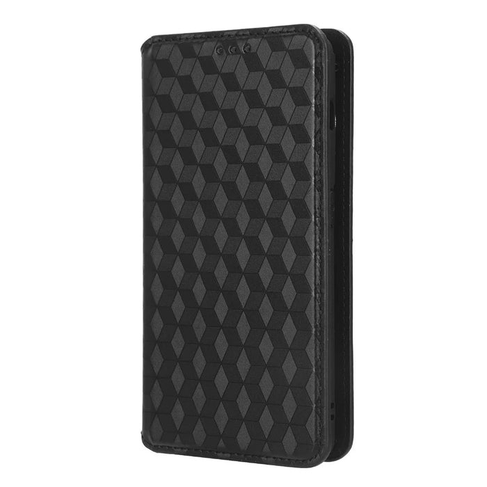 For OnePlus Ace 2 5G / 11R 5G Wallet Stand Phone Case PU Leather Imprinted Rhombus Pattern Phone Cover - Black - 7