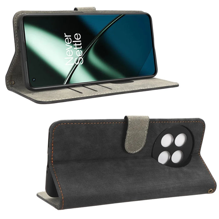 For OnePlus Ace 2 5G / 11R 5G Wallet Case RFID Blocking Leather Stand Phone Cover with Strap - Black - 3
