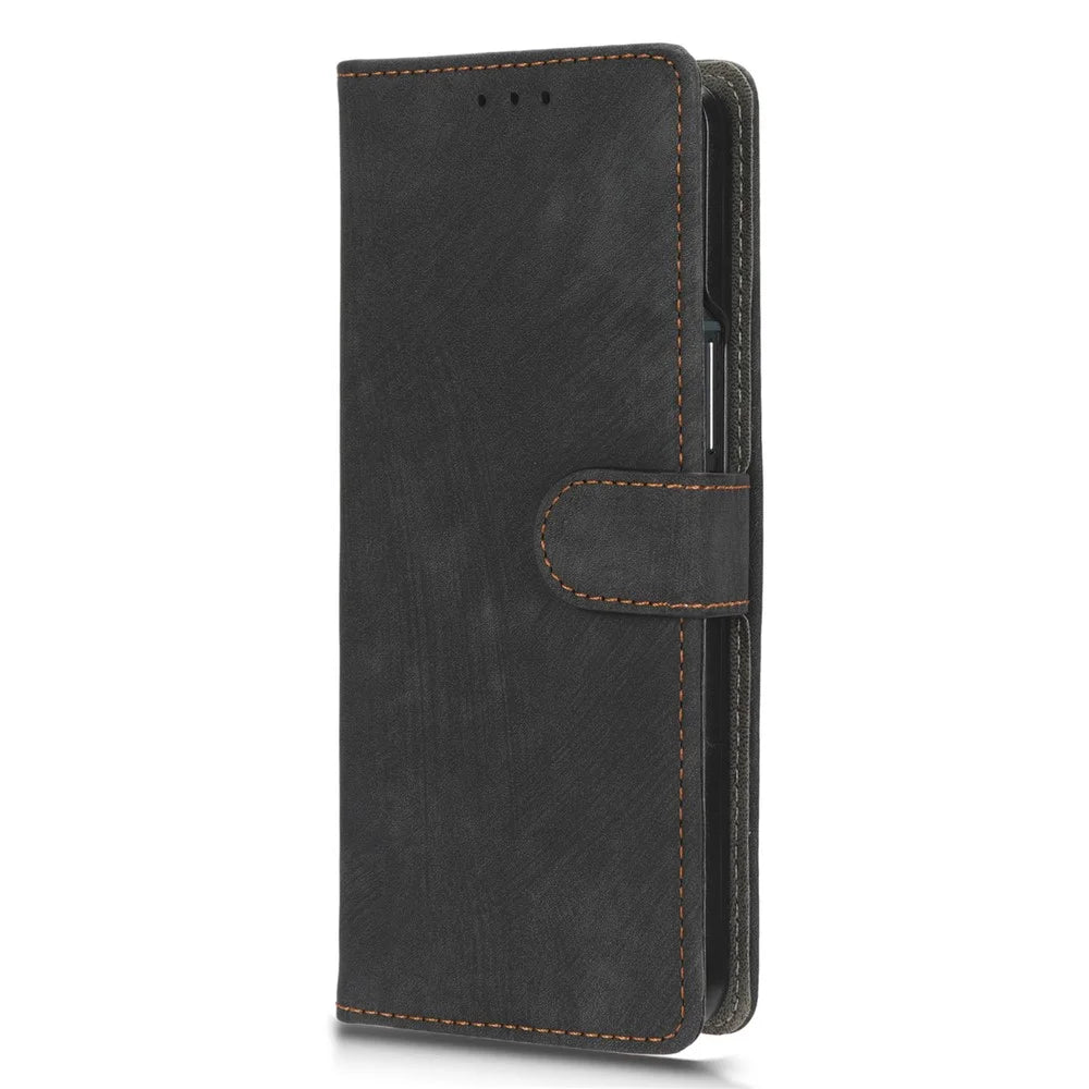 For Samsung Galaxy Z Fold3 5G Leather Phone Case RFID Blocking Wallet Stand Smartphone Cover with Strap - Black - 7