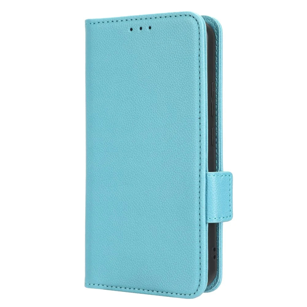For Samsung Galaxy A24 4G (162.1 x 77.6 x 8.3mm) PU Leather Phone Case Litchi Texture Wallet Stand Protective Phone Cover - Baby Blue - 7
