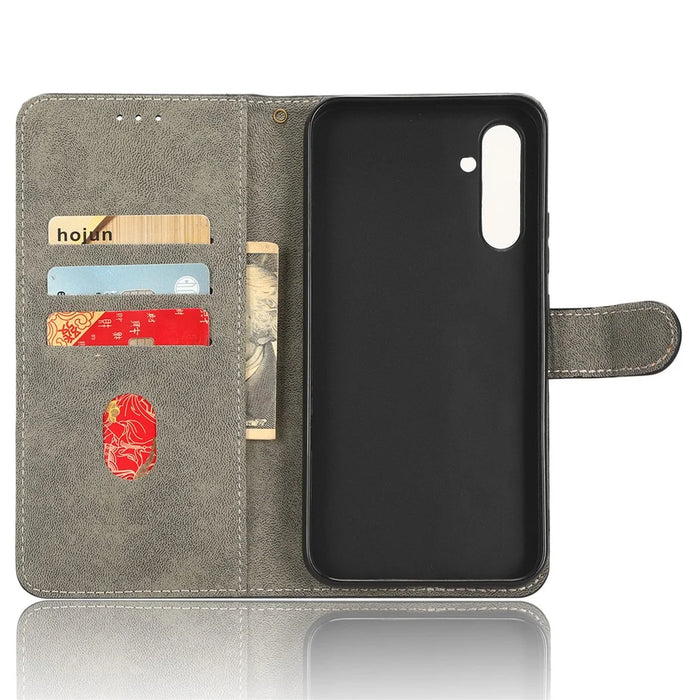 For Samsung Galaxy A24 4G (162.1 x 77.6 x 8.3mm) RFID Blocking Phone Cover Wallet Stand Leather Case with Strap - Black - 5