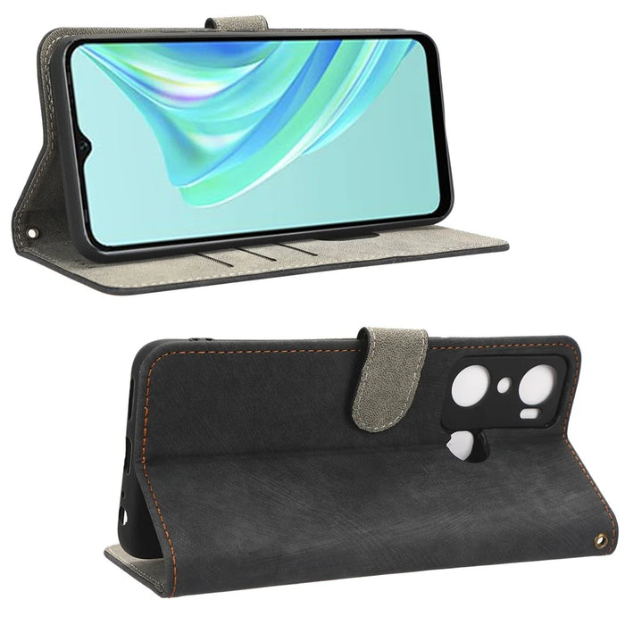 For Infinix Hot 20i 4G X665C X665E RFID Blocking Phone Case Leather Wallet Stand Phone Cover with Strap - Black - 3