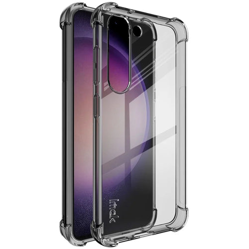 IMAK For Samsung Galaxy S23 Clear TPU Phone Case Airbag Drop-proof Back Cover - Transparent Black - 1