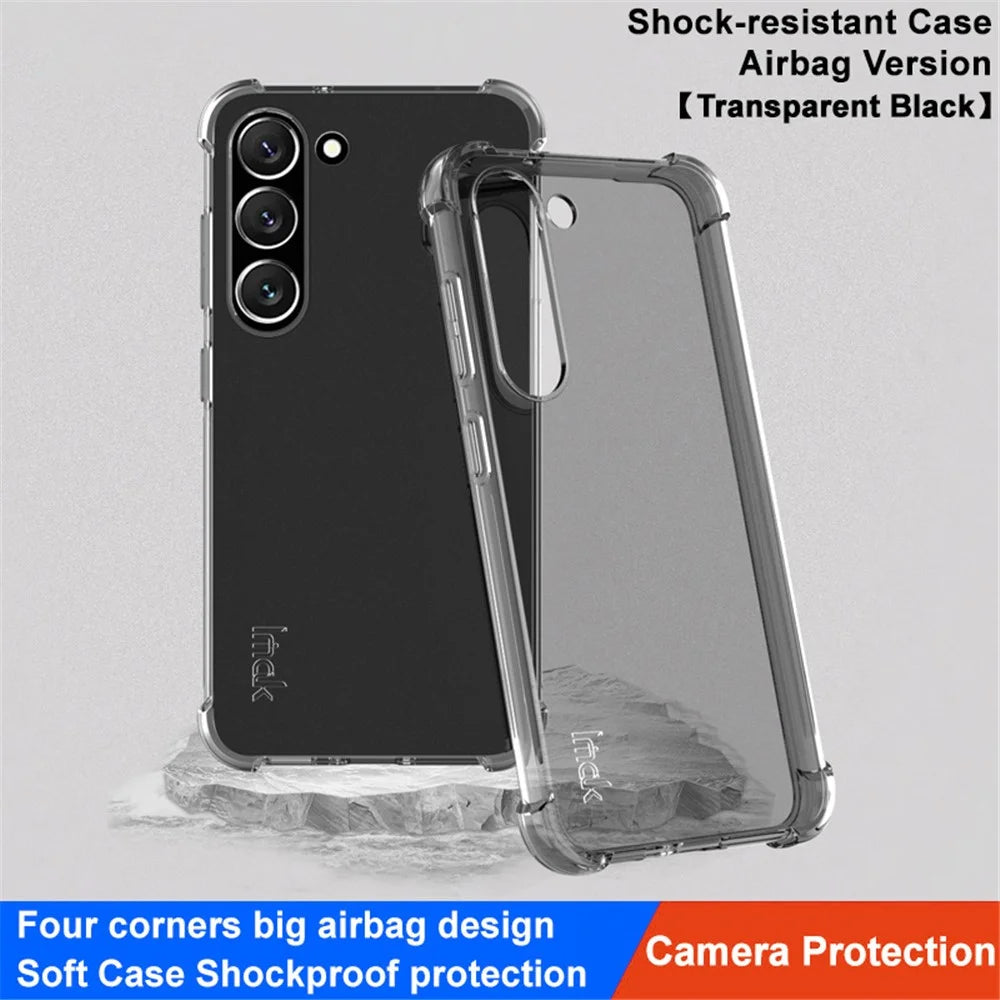 IMAK For Samsung Galaxy S23 Clear TPU Phone Case Airbag Drop-proof Back Cover - Transparent Black - 2