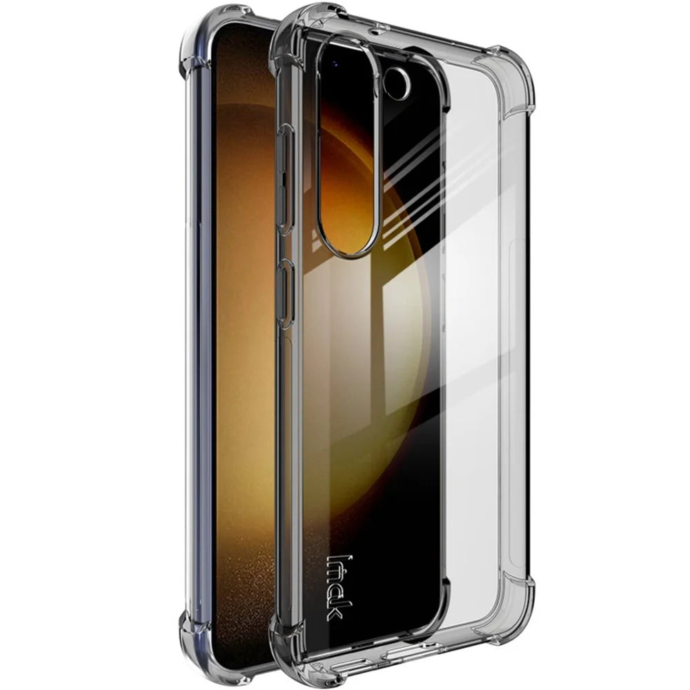 IMAK For	Samsung Galaxy S23+ Flexible TPU Phone Case Airbag Shockproof Clear Cover - Transparent Black - 1