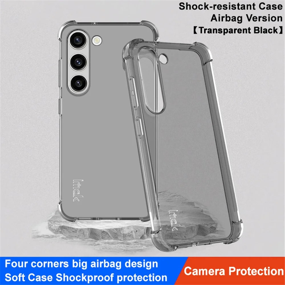 IMAK For	Samsung Galaxy S23+ Flexible TPU Phone Case Airbag Shockproof Clear Cover - Transparent Black - 2