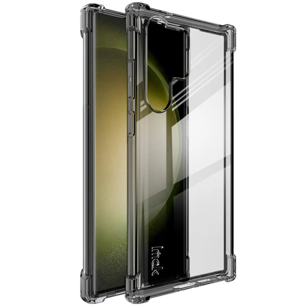 IMAK For Samsung Galaxy S23 Ultra Phone Cover Clear Four Corner Cushion Airbag TPU Phone Case - Transparent Black - 1