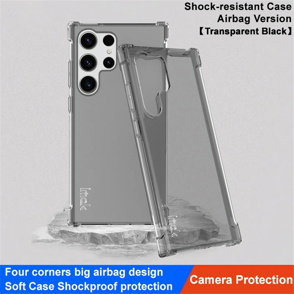 IMAK For Samsung Galaxy S23 Ultra Phone Cover Clear Four Corner Cushion Airbag TPU Phone Case - Transparent Black - 2