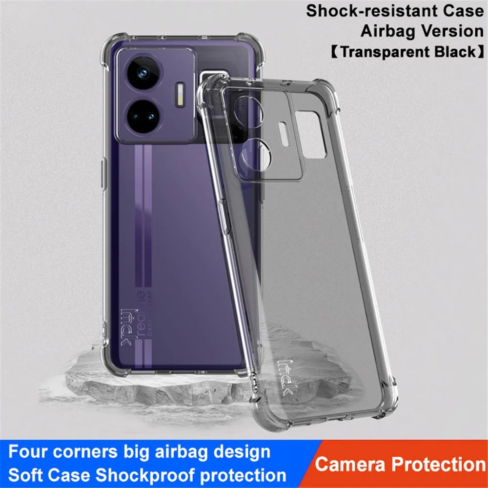 IMAK For Realme GT Neo 5 5G / GT3 5G Phone Case Shockproof Cushion Airbag TPU Phone Cover - Transparent Black - 2