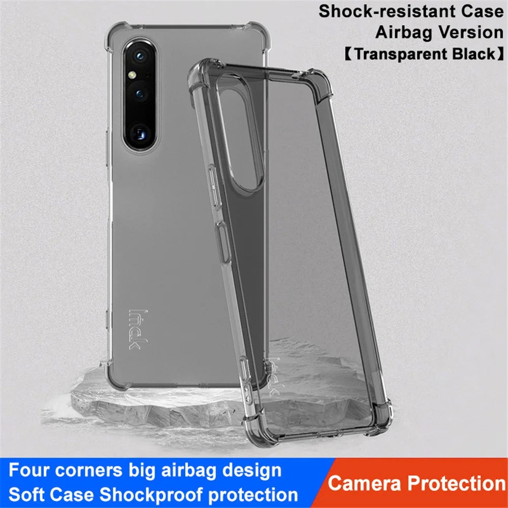 IMAK For Sony Xperia 1 V TPU Phone Case Airbag Drop Protection Cover - Transparent Black - 2