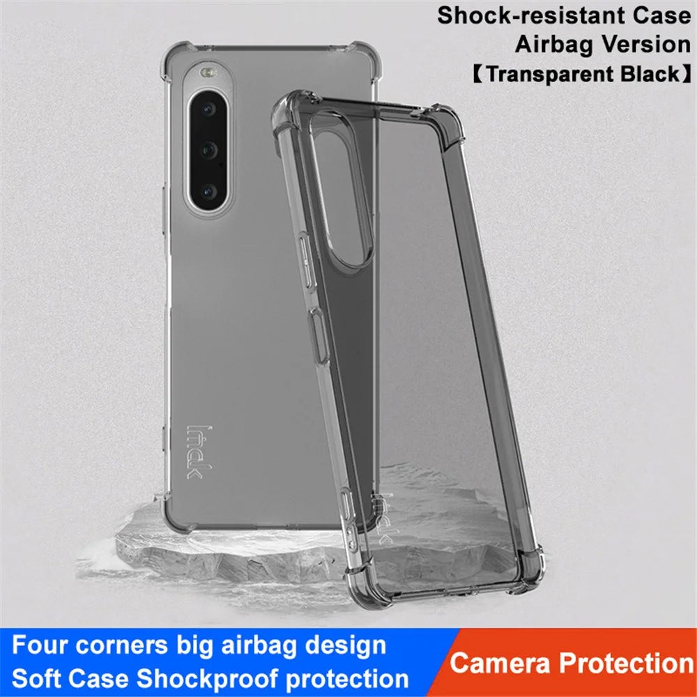 IMAK For Sony Xperia 10 V Soft Slim Fit TPU Phone Case Airbag Shockproof Cover - Transparent Black - 2
