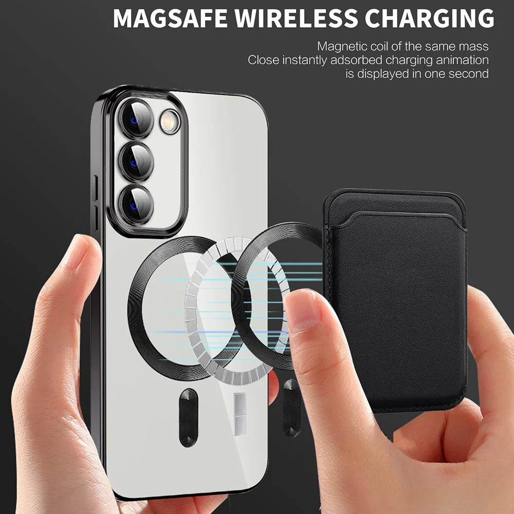 For Samsung Galaxy S23 TPU + PC Clear Phone Case Magnetic Phone Cover with Card Holder - Sapphire - 2