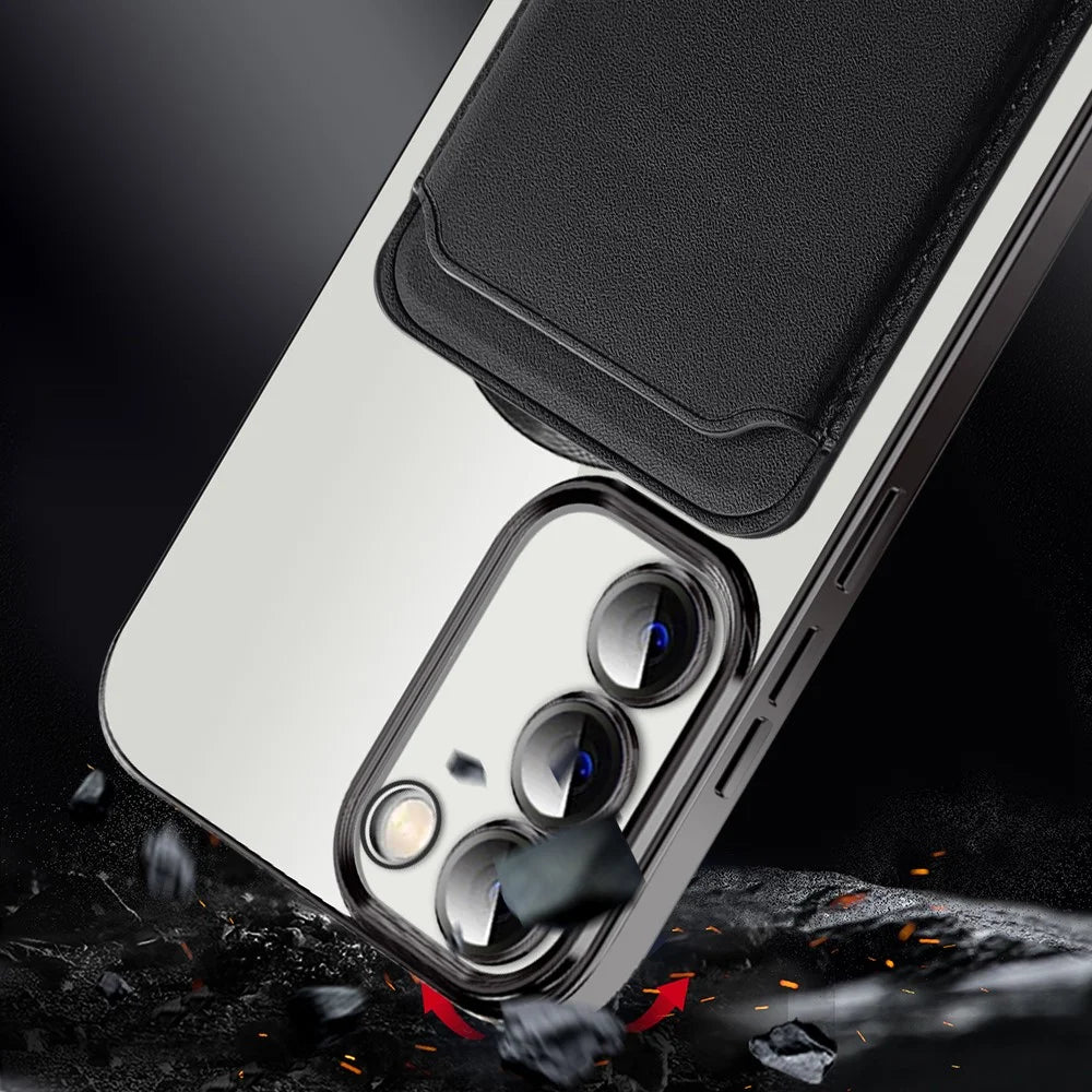 For Samsung Galaxy S23+ Magnetic Phone Case TPU + PC Clear Phone Cover with Card Holder - Sapphire - 3