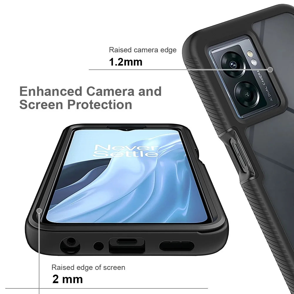 For OnePlus Nord N300 5G / Oppo A57 4G / A57 (2022) 5G / A57s 4G Phone Case PC + TPU Phone Cover with PET Screen Protector - Black - 3
