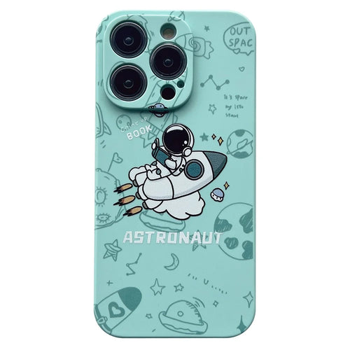 For iPhone 14 Pro Astronaut Pattern TPU Phone Case Drop-proof Smartphone Back Cover - Green - 1