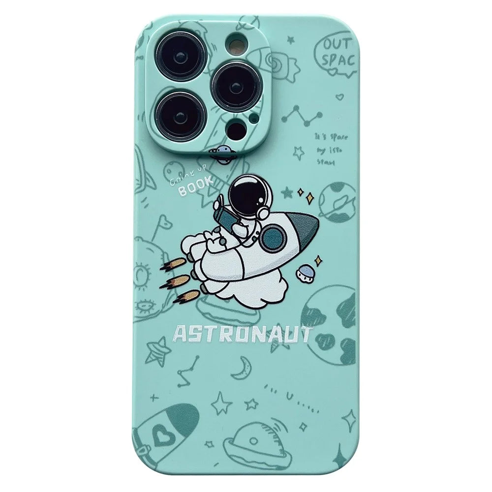 For iPhone 14 Pro Astronaut Pattern TPU Phone Case Drop-proof Smartphone Back Cover - Green - 1