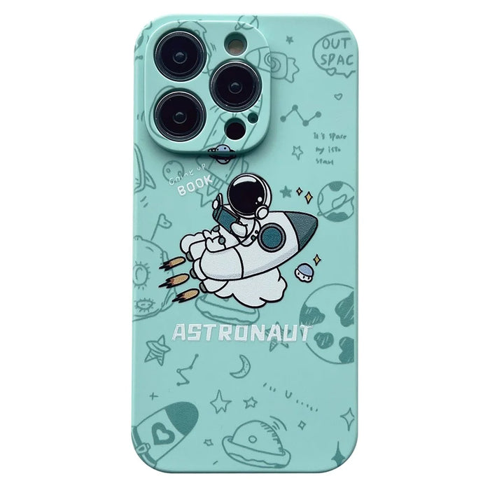For iPhone 14 Pro Astronaut Pattern TPU Phone Case Drop-proof Smartphone Back Cover - Green - 1