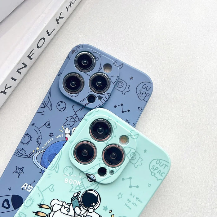 For iPhone 14 Pro Astronaut Pattern TPU Phone Case Drop-proof Smartphone Back Cover - Green - 2
