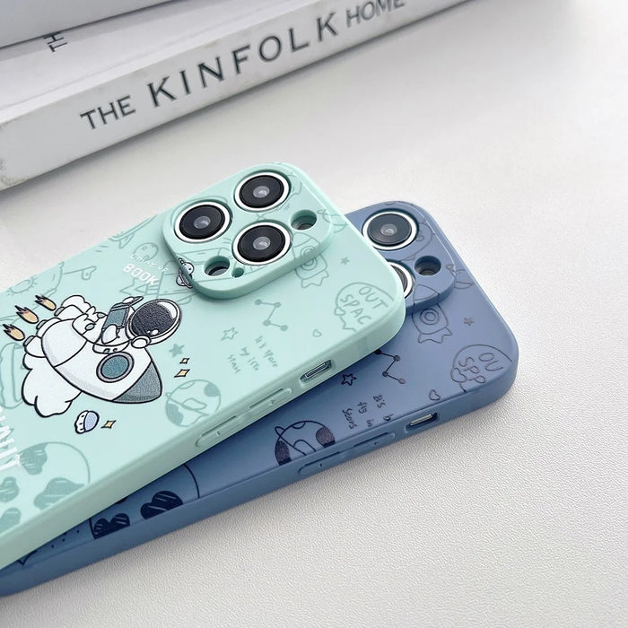 For iPhone 14 Pro Astronaut Pattern TPU Phone Case Drop-proof Smartphone Back Cover - Green - 3
