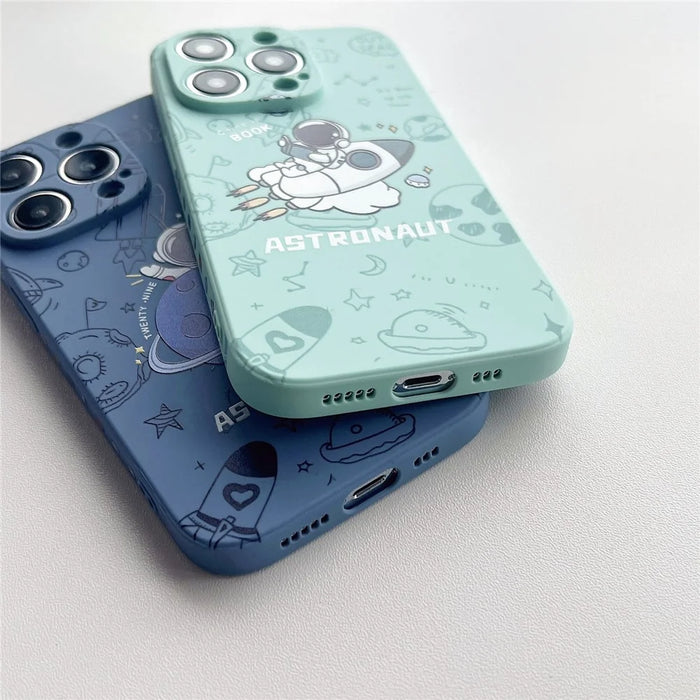 For iPhone 14 Pro Astronaut Pattern TPU Phone Case Drop-proof Smartphone Back Cover - Green - 4