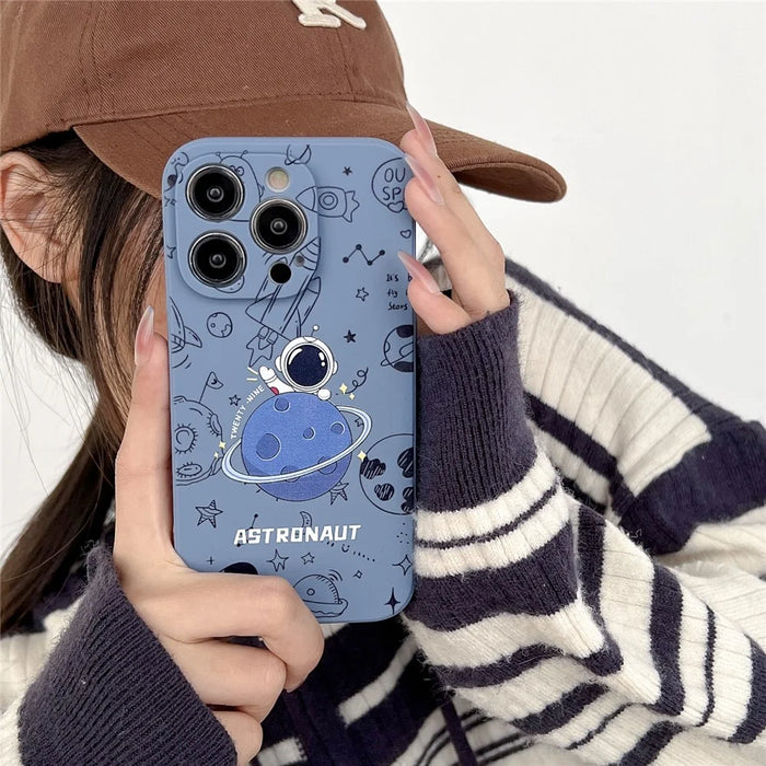 For iPhone 14 Pro Astronaut Pattern TPU Phone Case Drop-proof Smartphone Back Cover - Green - 6