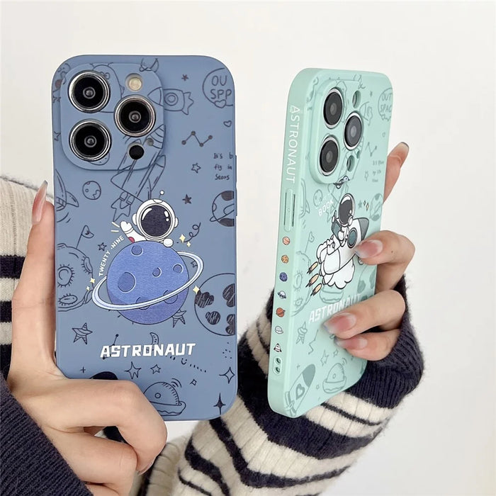 For iPhone 14 Pro Astronaut Pattern TPU Phone Case Drop-proof Smartphone Back Cover - Green - 7