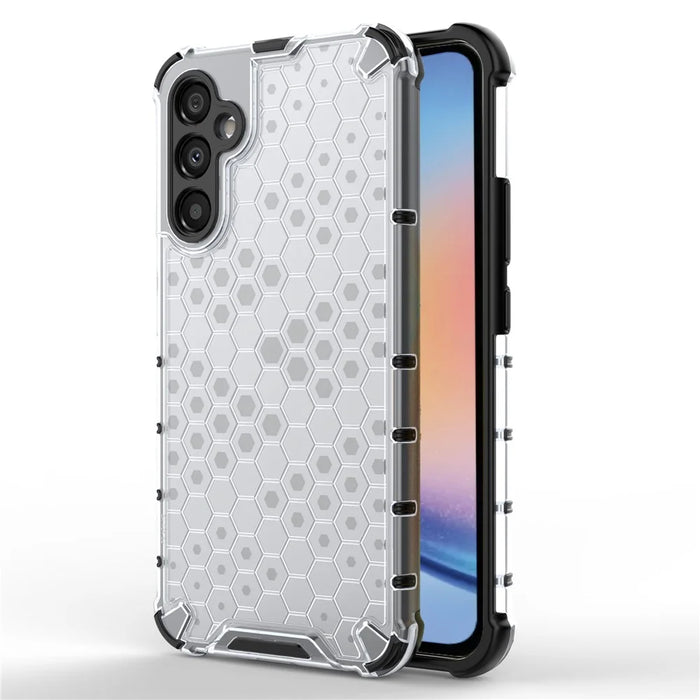 For Samsung Galaxy A34 5G Honeycomb Texture Protective Phone Case TPU+PC Shockproof Phone Cover - Grey - 1