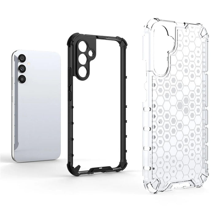 For Samsung Galaxy A34 5G Honeycomb Texture Protective Phone Case TPU+PC Shockproof Phone Cover - Grey - 2
