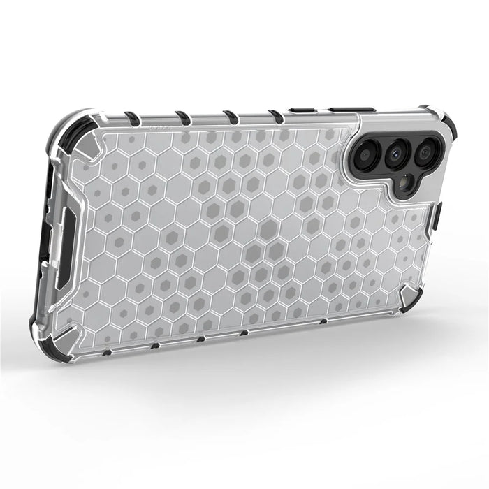 For Samsung Galaxy A34 5G Honeycomb Texture Protective Phone Case TPU+PC Shockproof Phone Cover - Grey - 3