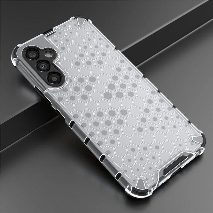 For Samsung Galaxy A34 5G Honeycomb Texture Protective Phone Case TPU+PC Shockproof Phone Cover - Grey - 4